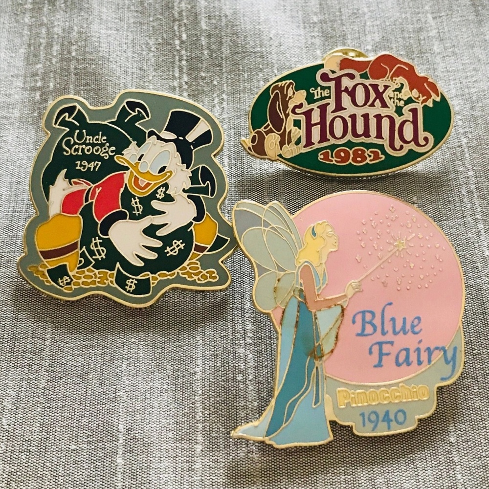 Vintage Disney Pins, 1980s Lot of 3